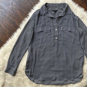 Ann Taylor Striped Popover Tunic Top